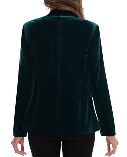 MINTLIMIT Women's Long Sleeve Velvet Jacket Button Open Front Shawl Collar Outerwear Coat Velour Blazers (Green, Size 2XL)3