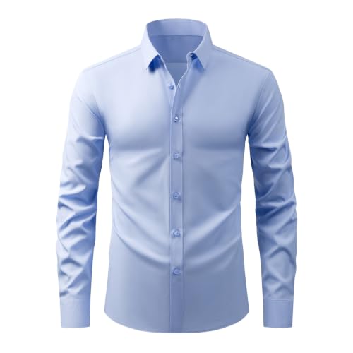Men Long Sleeve Button Down Shirt Fall Dress Shirts Relaxed Fit Daily Top - image 4