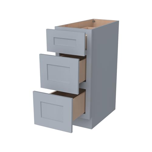 CozyHommie Shaker Style RTA Base Cabinet with 3 Drawers, Solid