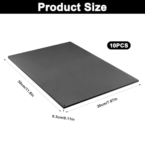 10 Stk Moosgummi Selbstklebend 3mm, Schaumstoff Selbstklebende Schaumstoffplatte Schwarz, EVA Schaumstoff Platten, Moosgummi Platten Polster, Rutschfest Schaumstoffmatte für Möbel DIY(300mm x 210mm)