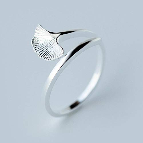 PRAK Damen 925 Sterling Silber Luxus Ringe,Handmade Gingko Boho Ringe Für Frauen Blatt Öffnen Finger Verstellbarer Ring Weihnachten Elegante Silber Schmuck Mädchen Geschenk
