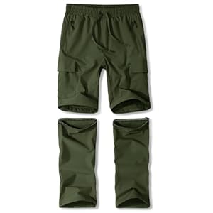 Boys Convertible Hiking Pants Kids Zip Off Scout Pants Youth Teen Boy Quick Dry Outdoor Fishing Waterproof Lightweight 4-18Y