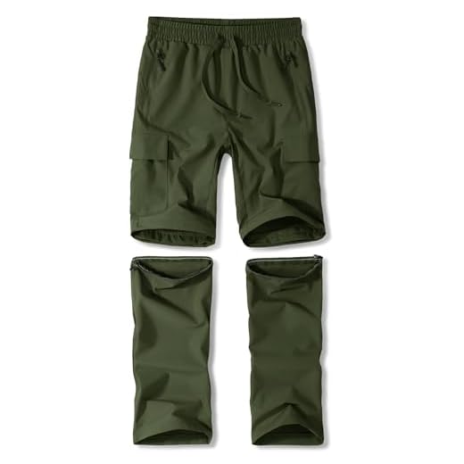 Kinder Wanderhose Unisex Jugend 2-in-1 Zip Off Outdoorhose Trekkinghose für den Sommer Wasserdicht Leicht Schnelltrocknend Grün XL