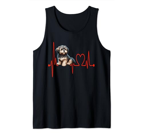 Amante y propietario de Shih-Poo Dog Heartbeat Funny Dogs Camiseta sin Mangas
