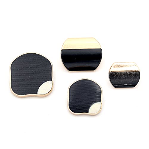 5 Pcs Irregular Square Metal Buttons Sewing Accessory Jacket Shirt Buttons For Clothes(Black,18Mm) #TOP1
