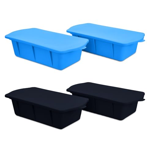 SILKORA - Large ice cube molds. Shape 2,5 Lbs Ice Bricks, 4Pcs Extra Large Ice molds with Lids for...