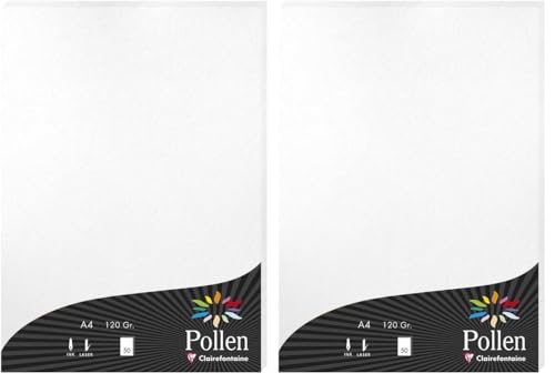 Papier d'invitation Clairefontaine A4 120g blanc irisé Pollen étui de 50 feuilles lot de 2