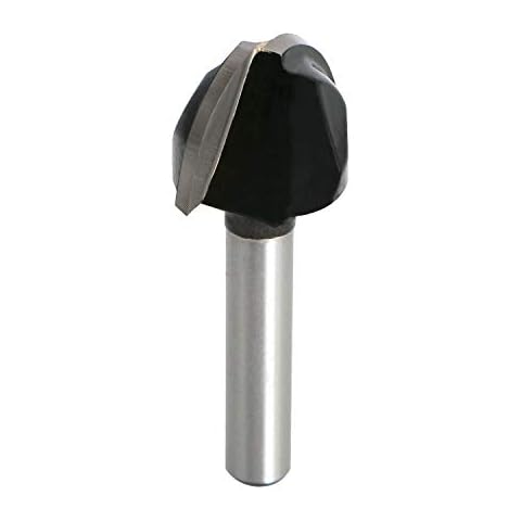 Aopin Core Box Router Bit 5/8" Cutting Dia 1/4" Shank Dia Double Flute Round Nose Tipped Round Groove Router Bit, Carbide, Black, Silver, 1Pcs Cover
