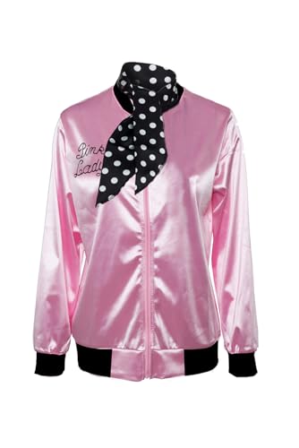 Lixinya 50s Ladys Pink Satin Jacket Halloween Cosplay...