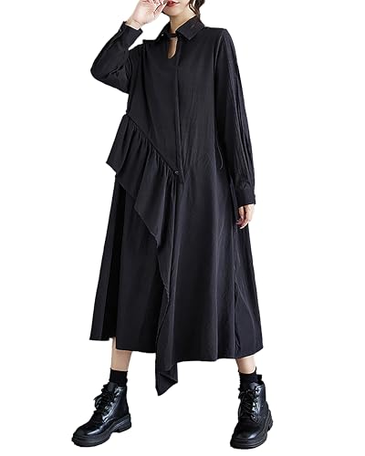 Robe à ourlet fluide ellazhu avec cordon de serrage réglable et patchwork géométrique
