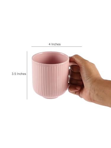 Image of Miah Decor Ceramic Coffee Mugs Set with Serving Platter, Handmade Stoneware