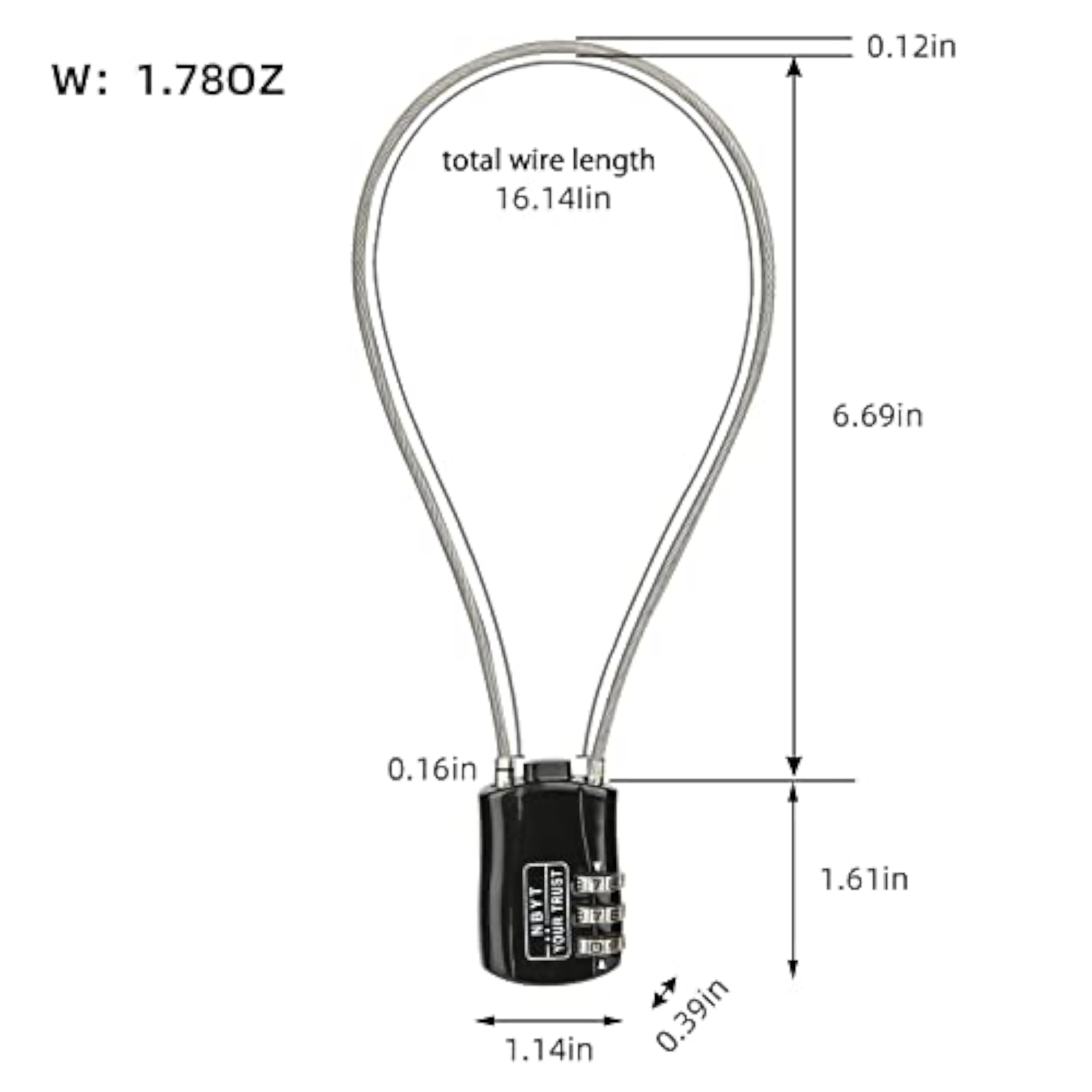 Wire Combination Lock Padlock, Suitable for Travel Luggage