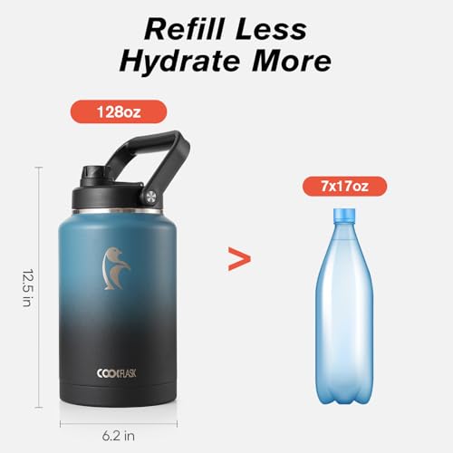 Image of Coolflask Titan Gallon Water Bottle Insulated with Large Handle Spout Lid