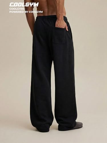 Image of Mens Baggy Sweatpants Wide Leg Loose Open Bottom Uncuffed Gym Casual Lightweight Y2K Pants Relaxed Pocket No Wrinkle
