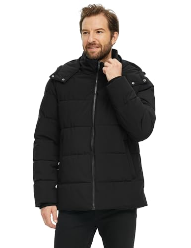 Skieer Men's Winter Coat Waterproof Warm Insulated Quilted Puffer Jacket with Detachable Hood4