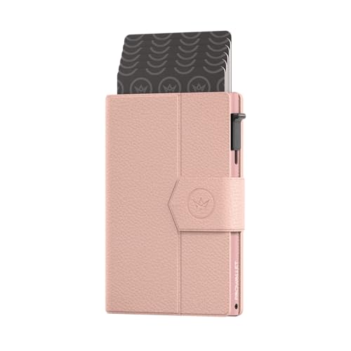 ProWallet Kartenetui Plus Schwarz 8 Karten Scheine und Münzen Kartenetui mit Reißverschluss RFID Kleines Kreditkartenetui Stilvolle Geldbörse Herren & Damen - Slim Wallet (Pebble Rosa)