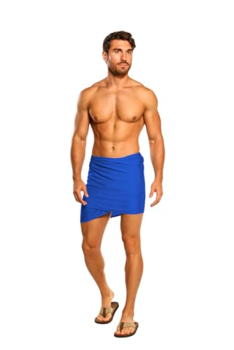 1 World Sarongs Sarong for Men, Solid Color Fringeless Sarong in Half Short Mini Sarong