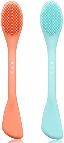 REVEX Silicone Face Mask Applicator,Face Scrubber,Exfoliating Pore Scrubber,2Pcs Pore Cleaning Brush,Facial Cleansing Brushes,Face Brush for Women Men.(Orange+ Blue)