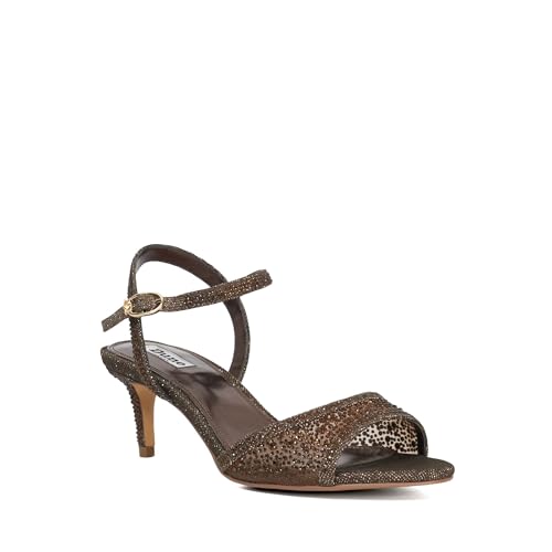Dune London Ladies Manicure Hot Fix Mid Heel Sandals Size UK 6 Heeled Sandals Brown