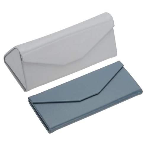 Image of PATIKIL Foldable Glasses Case, Triangle Magnetic Sunglasses Organizer Case PU Leather Hard Eyeglass Case for Women (2 Pcs)