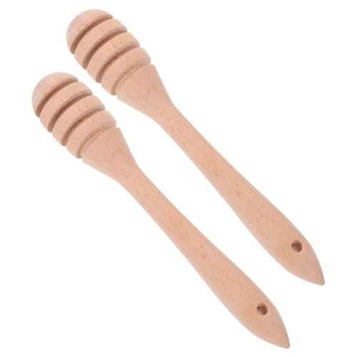 SHOWERORO Elegant Wooden Honey Stirrer Stick 2pcs for Tea Honey Dier Sticks Set Stick