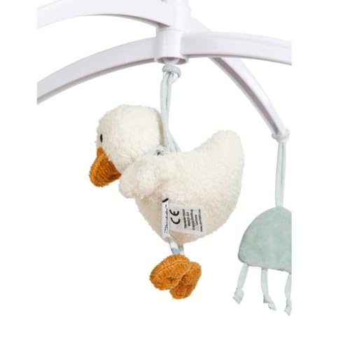 Baby Mobile Pato Edda Lou - Móvil musical para niños y niñas con la melodía Brahms Canción de cuna y varillas blancas, ayuda a dormir