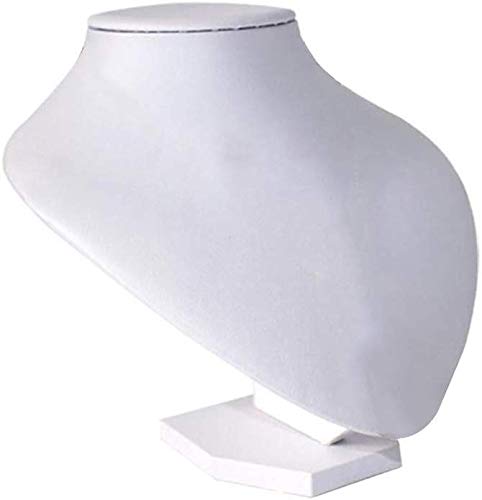 FRECI Halskettenständer aus Holz, Samt, Halskette, Brustständer, Schmuckhalter für Halsketten, Ketten, Halsband, Anhänger, Weiß - 20 x 20 x 17 cm Cover