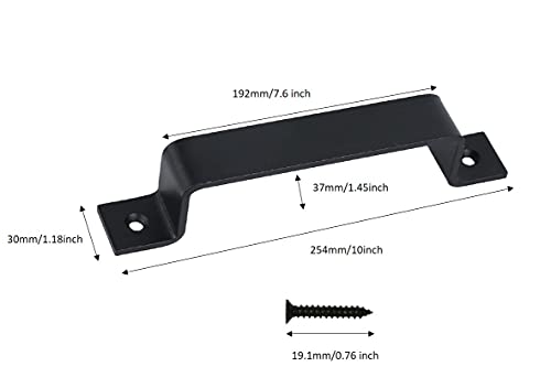 Fpz-Bd 1 Pack 10" Barn Door Pull Gate Handle,Solid Cast Iron Gate Hardware Handles For Sliding Door Gate,Bedrooms,Fence ,Garage,Cabinet(With 2 Screws ,Black) #TOP1