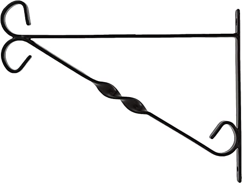 DIVCHI Pack of 1 Garden Hanging Basket Metal Wall Bracket - Twisted - UP to 12 Baskets (12-Inch, Black)