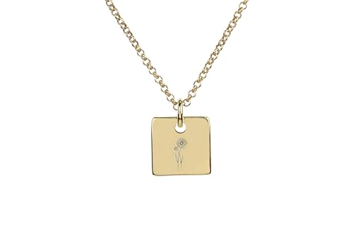 Collier mois de naissance or gravé de marguerite, un lien éternel - 4