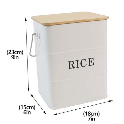 ZoeQide Boite a Riz 10L Metal Blanc, Recipient Riz avec Couvercle Bois – vue 7