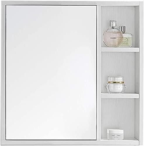 Bathroom Wall Mounted Cabinet 23.6"X23.6"X5.3" Wood Bathroom Mirror Cabinet Rectangular Wall-Mounted Storage Mirror Box with Vanity Mirror Toilet Bathroom Spacesaver (White(Hollow))