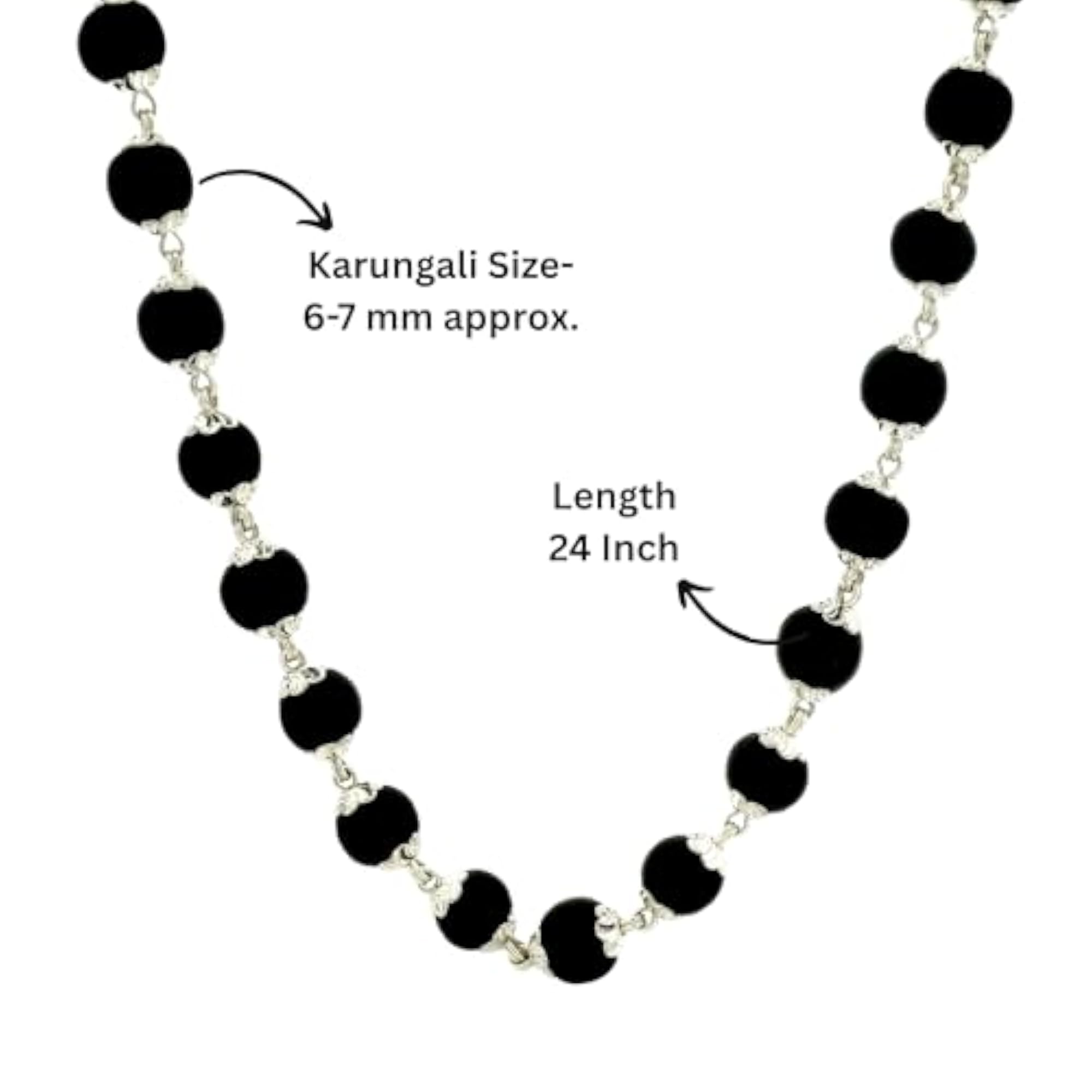 925 Sterling Silver OM Karungali Mala Necklace 24 Inch