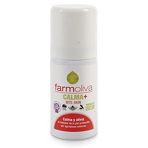 Farmoliva Calma+ - Spray Calmante de Picaduras 20 ml - Crema Calmante Líquida en Aerosol - Con Aceite de Oliva Premium - Alivia Picaduras de Insectos y Roces de Plantas Dañinas para la Piel Cover
