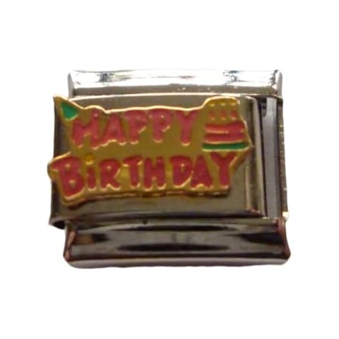 HAPPY BIRTHDAY LINK SILVER ITALIAN CHARM fits all CLASSIC 9MM Italian bracelet G4 Cover