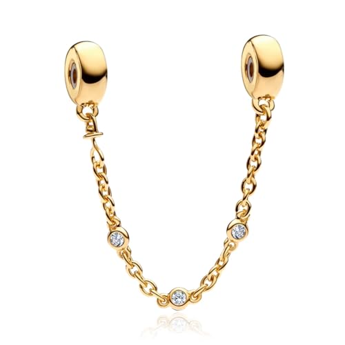 Amuefer Triple Clear Stone Safety Chain Charms pour Bracelets et Colliers, Argent Sterling Charme Saint Valentin Noël Anniversaire Bijoux Cadeaux pour Femme Fille Maman Épouse Amis