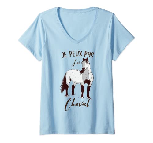 Donna Je Peux Pas J'ai Cheval Uomo Donna Bambini Equitazione Maglietta con Collo a V