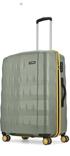 Image of Aristocrat VIP Medium Hard Shell Trolley Suitcase, Sage Green with Gold Accents, Spacious Interior, Combination Lock, Smart Storage, Elastic Straps, Polycarbonate (PC)