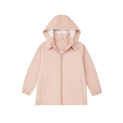 EIGIOO - EIGIOO Boys Girls Soft lining Hooded Rain Jacket Dusty Pink 8-9 Years - Best Deal on Amazon