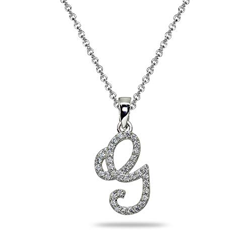 B. BRILLIANT Sterling Silver Cubic Zirconia Alphabet Letter Name Personalized Pendant CZ Initial Necklace for Women