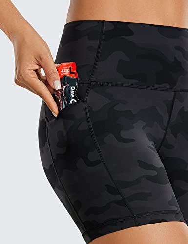 Image of CRZ YOGA Biker Shorts Pockets 5 inch | Naked Feeling, Sleek, Decent Compression, Yoga, High Waisted, for Women