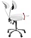 Silverfox 1025B Professional Adjustable Rolling Stool with Backrest, 3-Way Motion Control, 18”–25” Height Range, Chrome 5-Star Base & Casters – Salon, Spa & Medical Use, SFA-1025B (White)