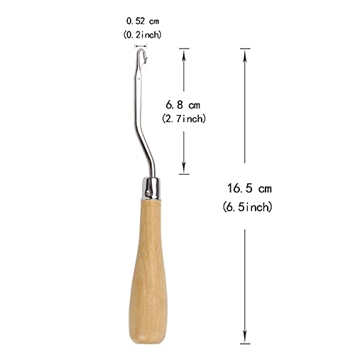Ytbyt 3 Pcs 6.5 Inch Wooden Bent Latch Hook Supplies Tool For Rug Making And Other Crafts thumb #2