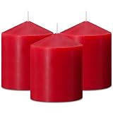 3x4 Inch Red Pillar Candles, 3 Packs Unscented Smokeless Pillar Candles for Christmas, Wedding, Part