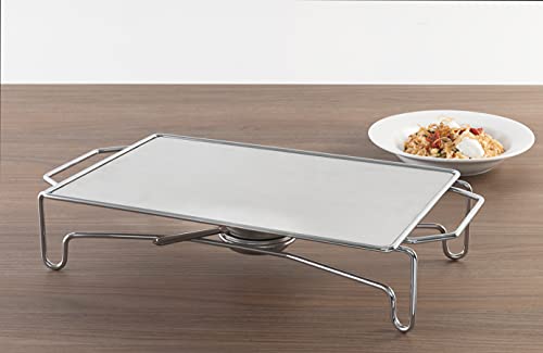 Rechaud Retangular com Chapa Platanos, Brinox, Aço Inox, 37 x 23 cm