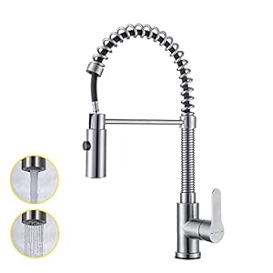 Wasserhahn Küche mit Brause Edelstahl Küchenarmatur mit Brause, MCADYS Einhebel Mischbatterie Küche 360° Drehbar Spültischarmatur Küche Spiralquell Armatur Küche, Nickel Gebürstet