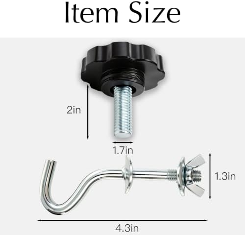 PNAEUT 9FT Hammock Stand Hardware, Hook & Hand Thread Knobs