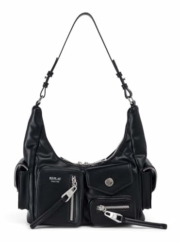 Sac à main Replay femme noir 0098 avec poche extérieure chic