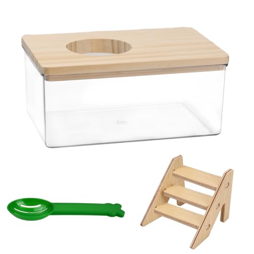 Haustier Hamster Badezimmer, Hamster Sandbad mit Leiter und Schaufel, Hamster-Sandbad-Container Hamster Zubehör Transparent Acryl Dusch für Goldhamster Zwerghamster Mäuse oder Kleine Haustiere
