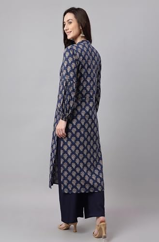 Image of Janasya Women's Pure Cotton Floral Printed A-line Kurta
